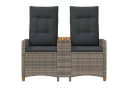 vidaXL Gartenbank Liegebank mit Tisch Grau Poly-Rattan Bild 4