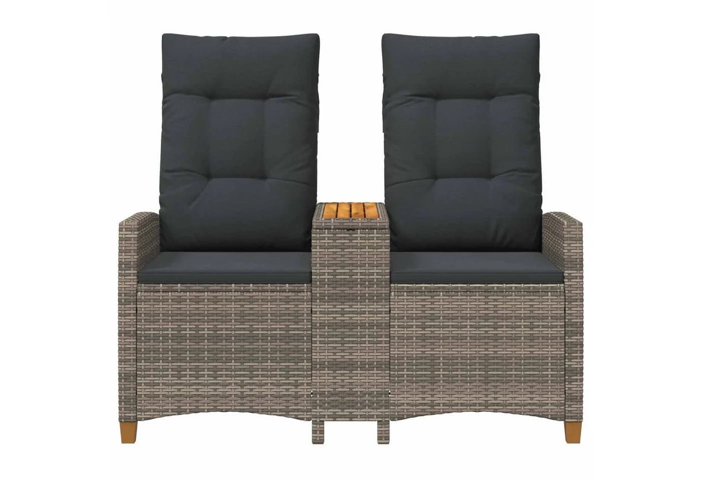 vidaXL Gartenbank Liegebank mit Tisch Grau Poly-Rattan - Bild 4