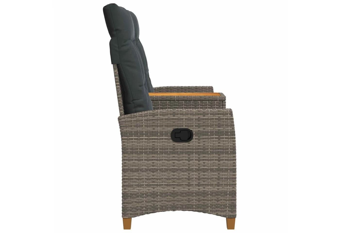 vidaXL Gartenbank Liegebank mit Tisch Grau Poly-Rattan - Bild 5
