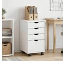 vidaXL Rollschrank Weiß Massivholz 4 Schubladen Rollen Bild 1