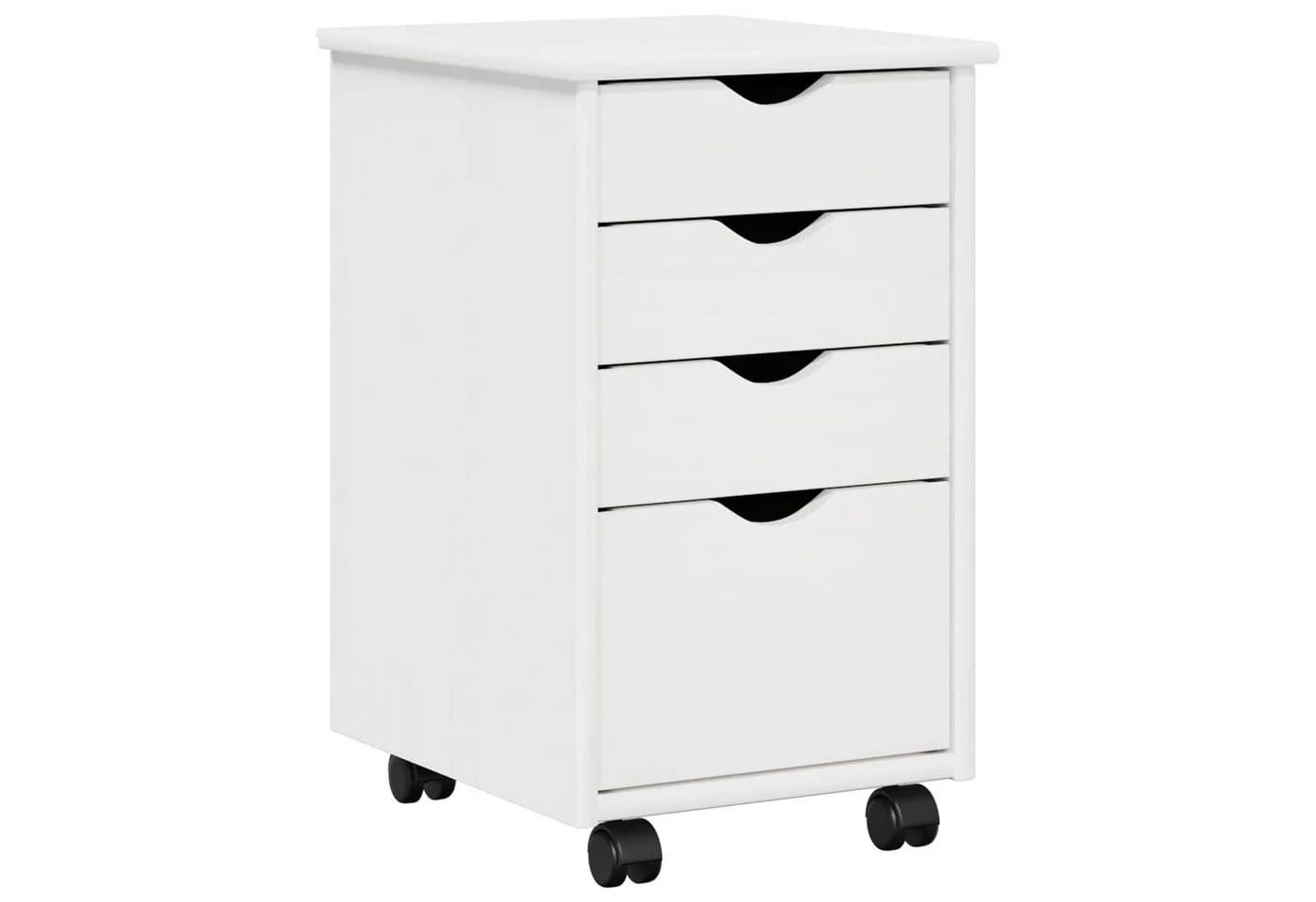 vidaXL Rollschrank Weiß Massivholz 4 Schubladen Rollen - Bild 2