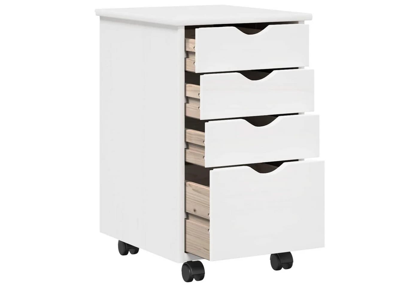 vidaXL Rollschrank Weiß Massivholz 4 Schubladen Rollen - Bild 4