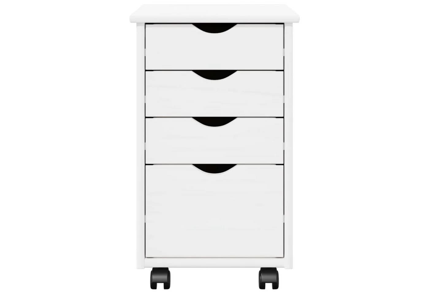vidaXL Rollschrank Weiß Massivholz 4 Schubladen Rollen - Bild 5