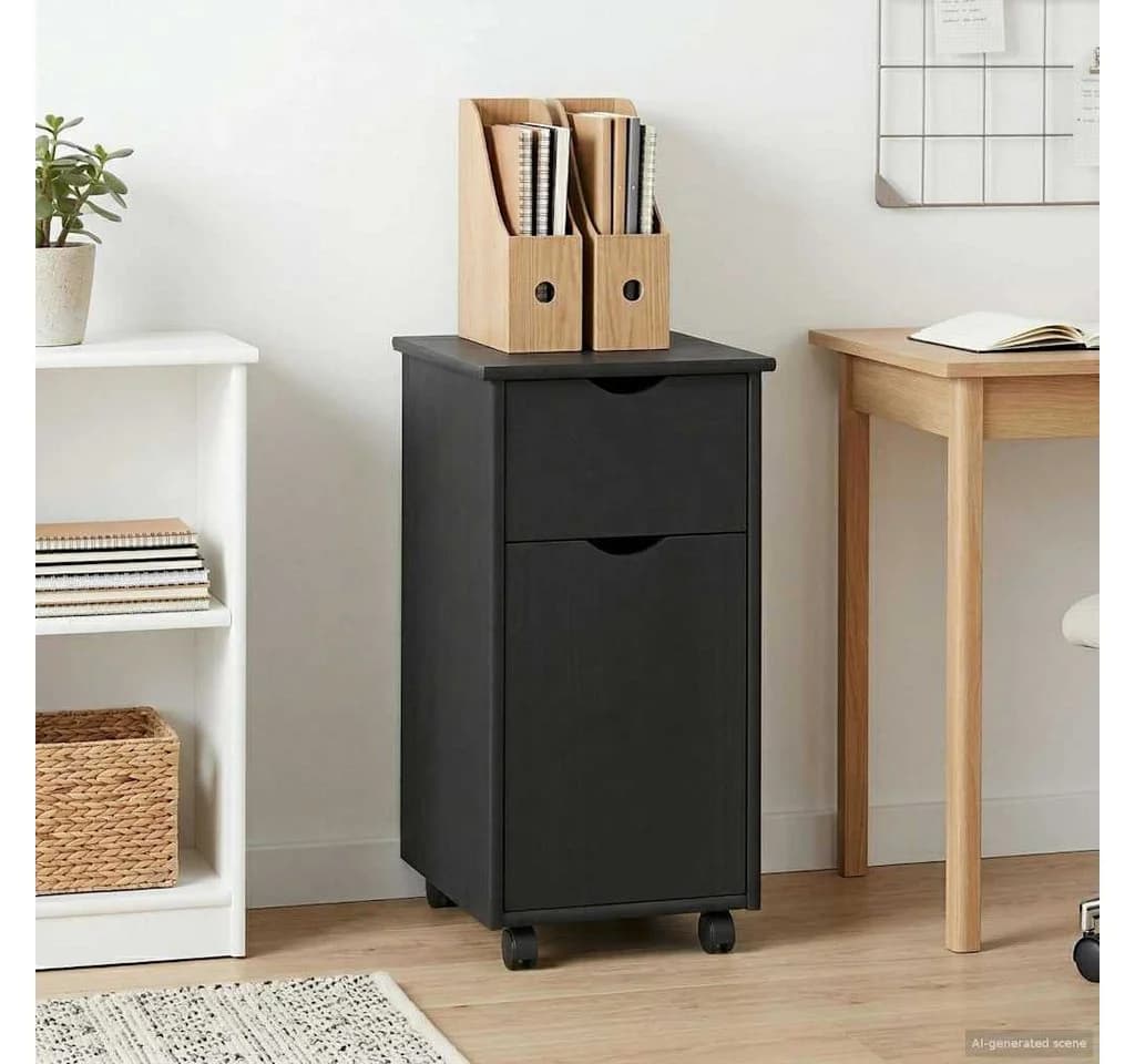 vidaXL Rollschrank Grau Massivholz Kiefer mit Rollen