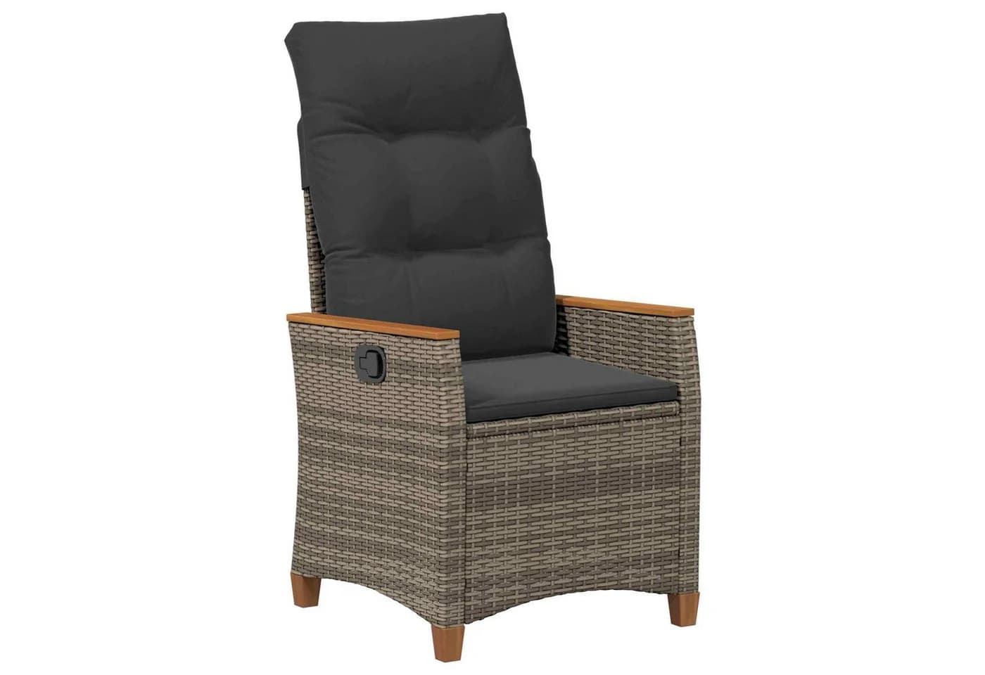 vidaXL Verstellbarer Gartenstuhl Grau Poly-Rattan mit Kissen - Bild 2