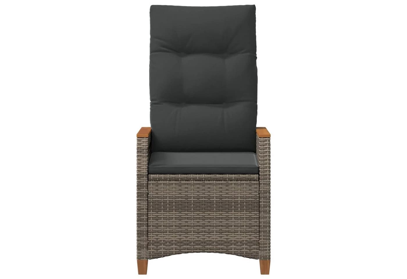 vidaXL Verstellbarer Gartenstuhl Grau Poly-Rattan mit Kissen - Bild 4