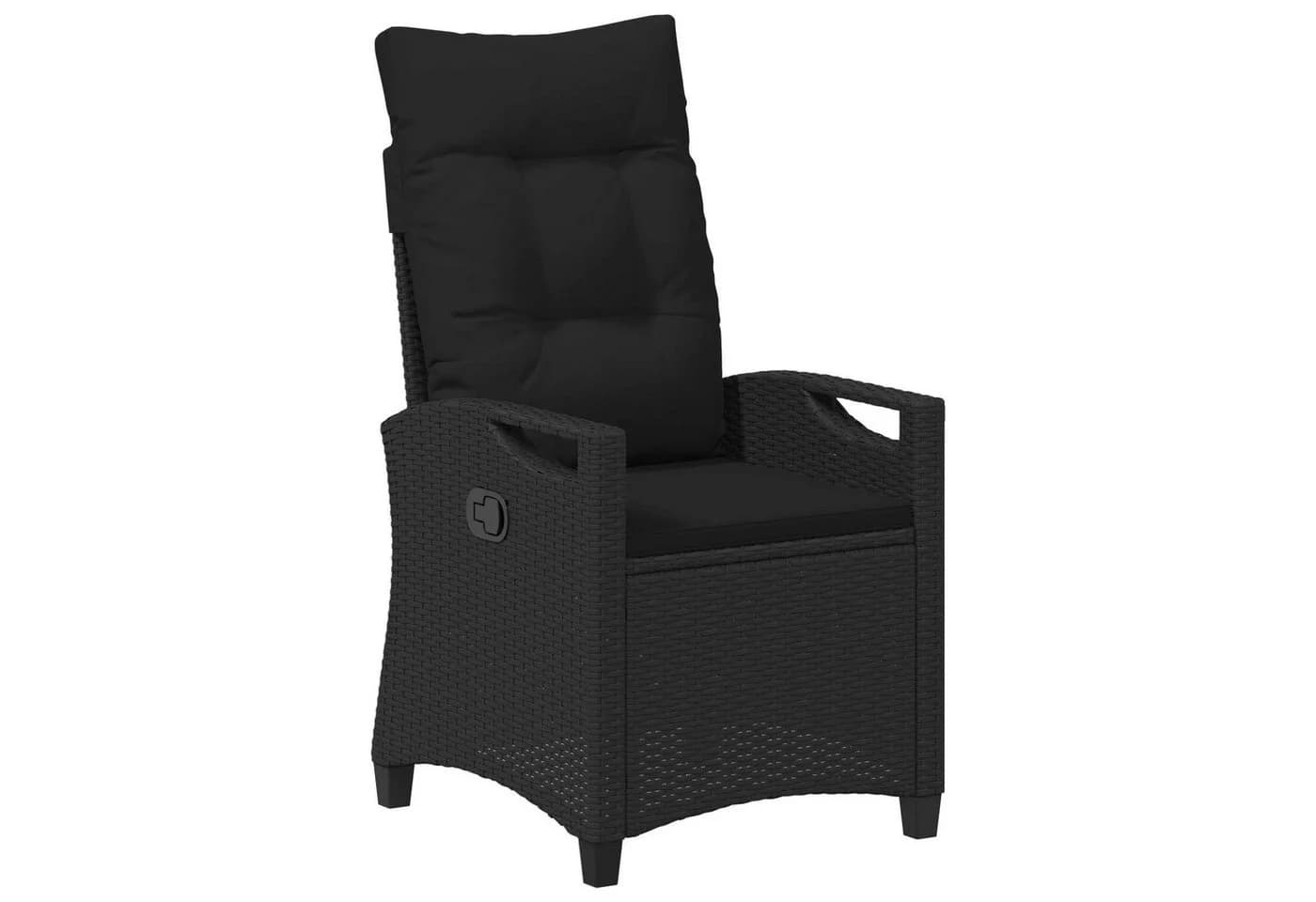vidaXL Verstellbarer Gartenstuhl mit Klapptisch Schwarz Poly-Rattan - Bild 2