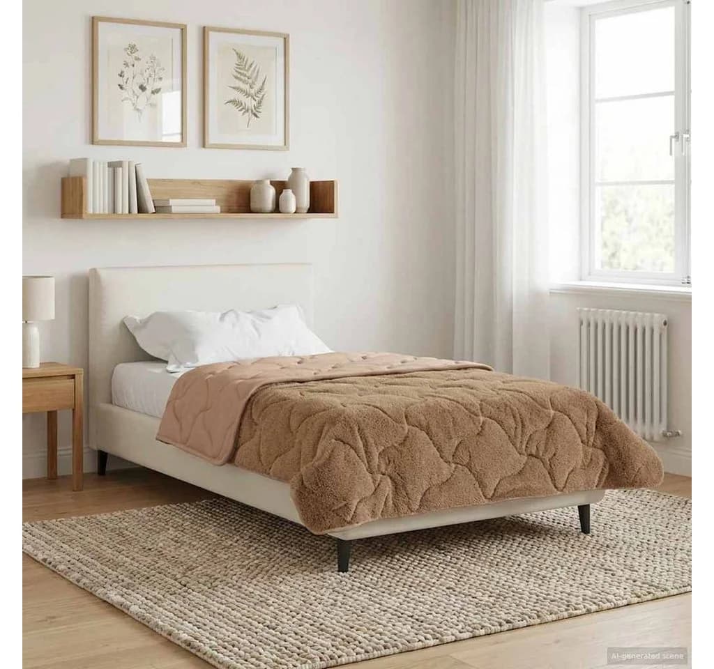 vidaXL Sommerdecke Taupe Mikrofaser Teddy-Fleece
