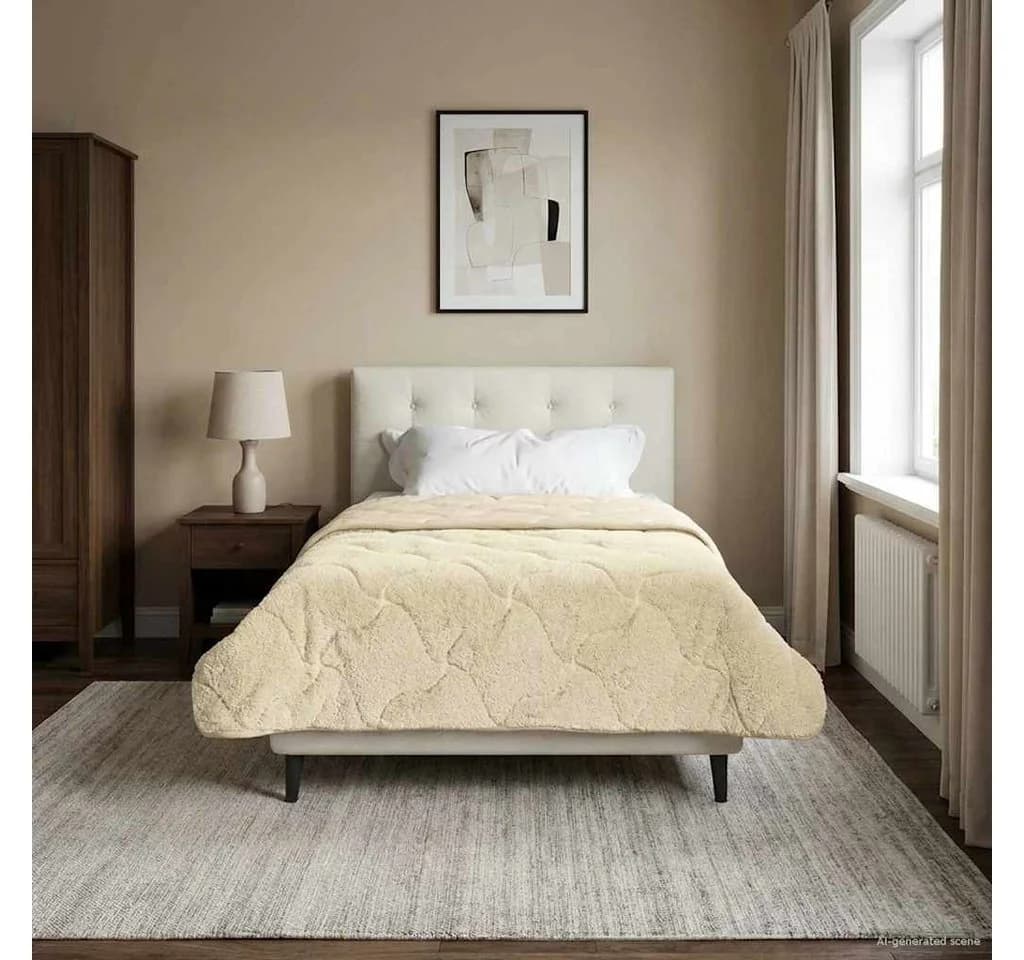 vidaXL Sommerdecke Creme 135x200 cm Mikrofaser Teddy-Fleece