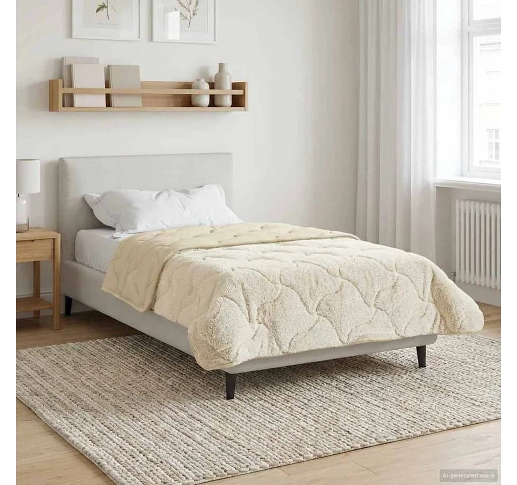 vidaXL Ganzjahresbettdecke Gepolstert Creme Mikrofaser Fleece