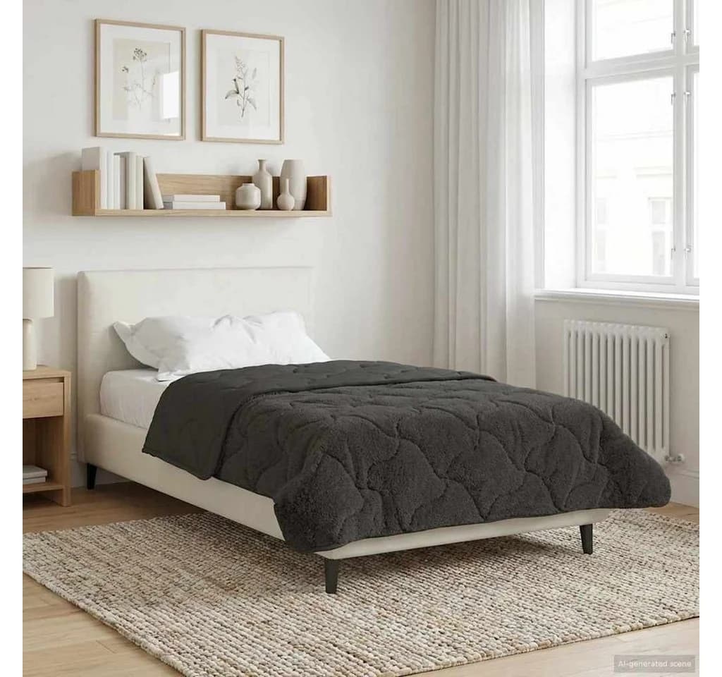 vidaXL Winterbettdecke Anthrazit Mikrofaser Teddyfleece