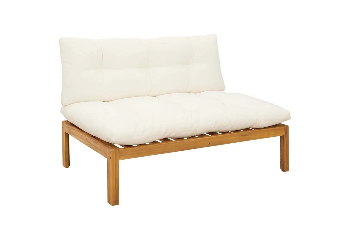 vidaXL Garten Mittelssofa Akazienholz Braun/Weiß mit Kissen - Bild 2