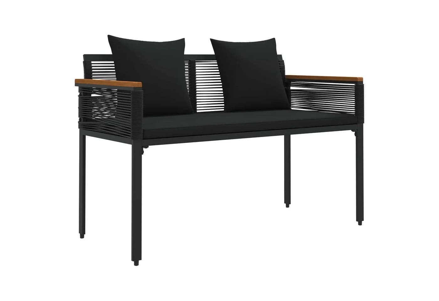 vidaXL Gartenbank Outdoor Schwarz Poly-Rattan mit Kissen - Bild 2