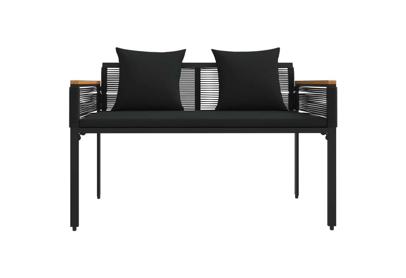 vidaXL Gartenbank Outdoor Schwarz Poly-Rattan mit Kissen - Bild 5