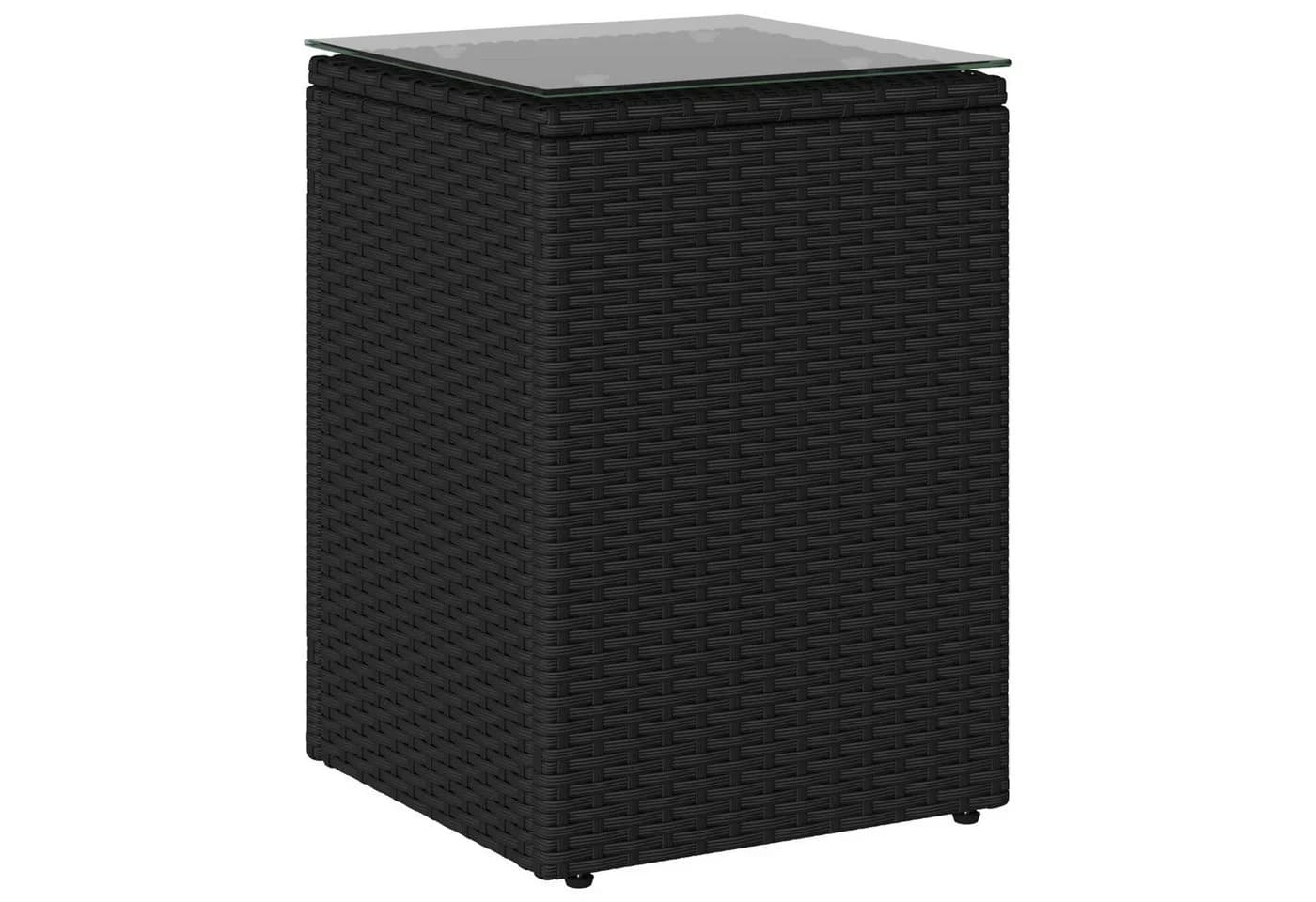 vidaXL Beistelltisch Schwarz Poly-Rattan mit Glasplatte - Bild 2