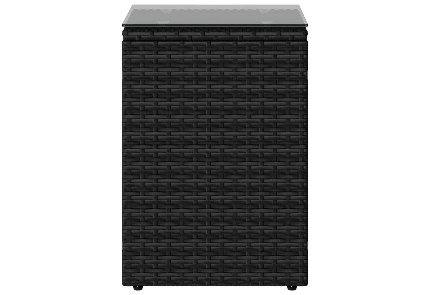 vidaXL Beistelltisch Schwarz Poly-Rattan mit Glasplatte - Bild 4