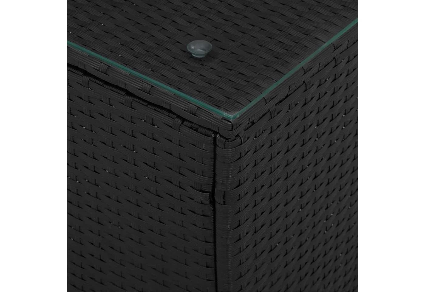vidaXL Beistelltisch Schwarz Poly-Rattan mit Glasplatte - Bild 5