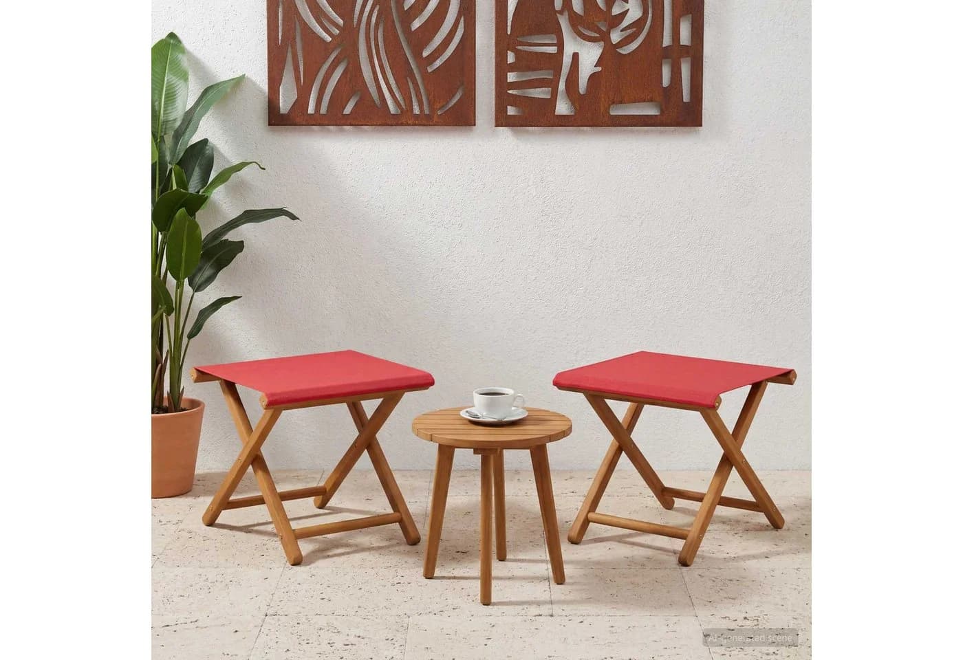 vidaXL Gartenliege 2er-Set Massives Eukalyptus Holz Rot