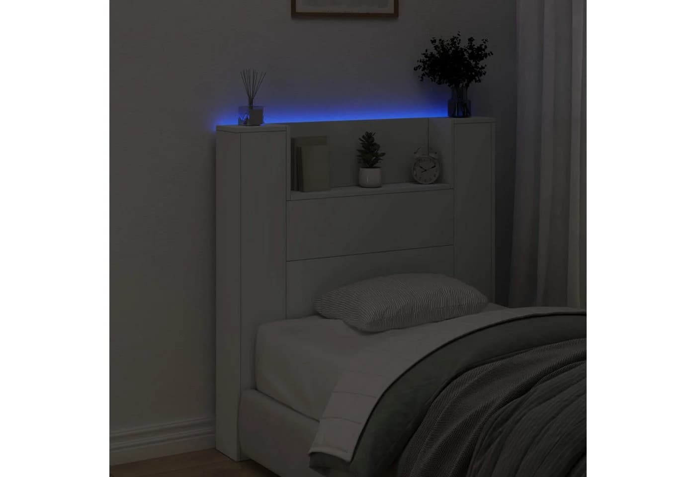 vidaXL Bett Kopfteil Weiß mit LED und Stauraum - Bild 4