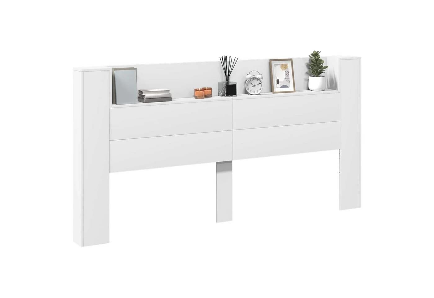 vidaXL Bett Kopfteil Weiß mit LED und Regal - Bild 3