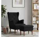 vidaXL Gartenlounge-Set Sessel mit Fußhocker Schwarz Samt 2-tlg. Bild 1