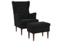 vidaXL Gartenlounge-Set Sessel mit Fußhocker Schwarz Samt 2-tlg. Bild 2