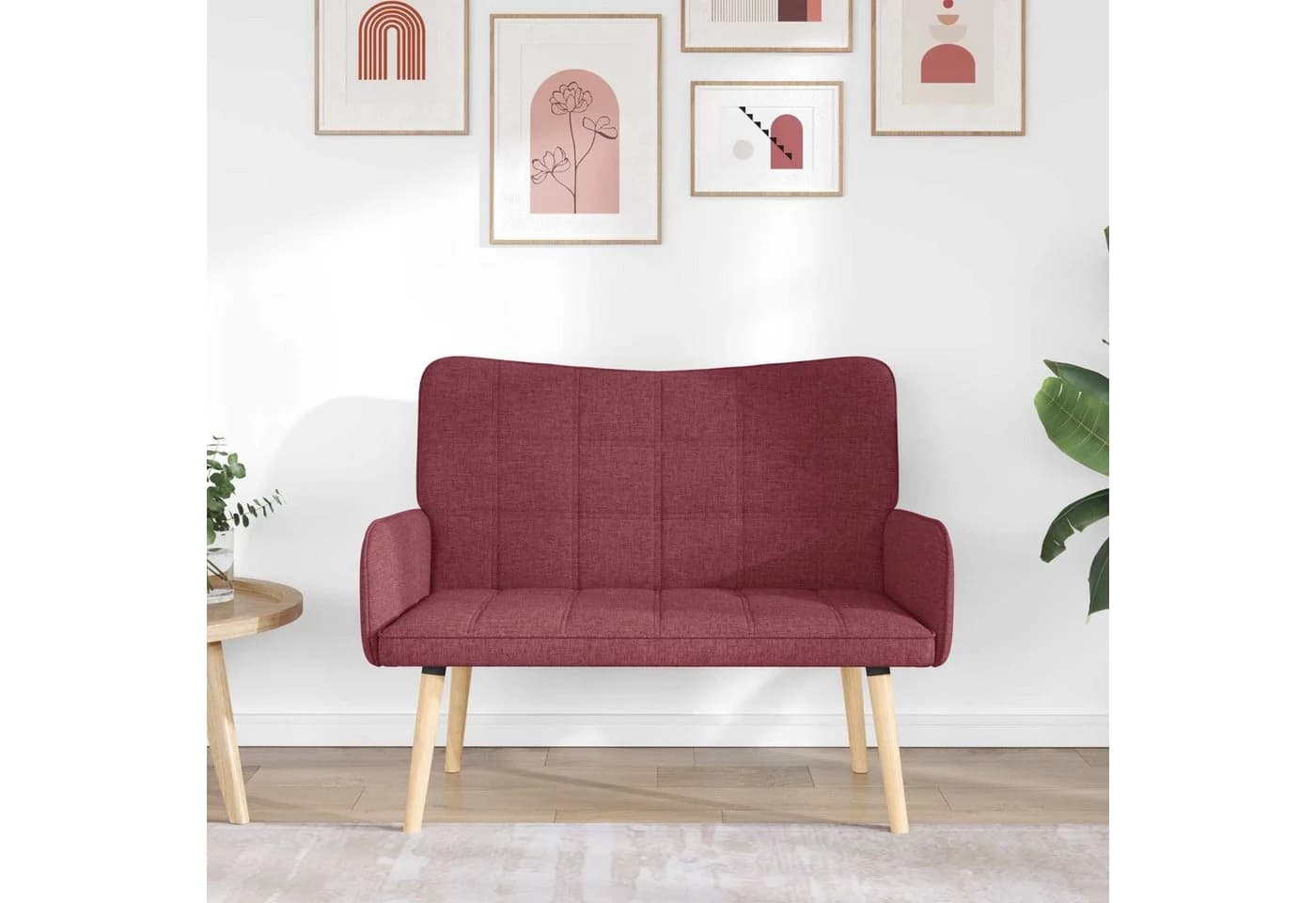 vidaXL 2-Sitzer Sofa Weinrot Stoff Metallrahmen - Bild 3