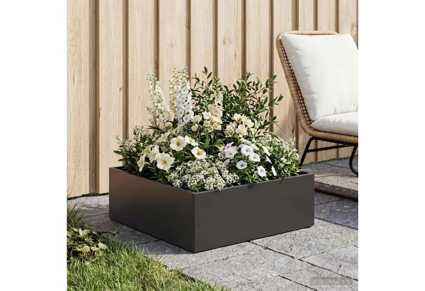 vidaXL Pflanzkübel Schwarz Stahl 60x60x20 cm Vintage Garten