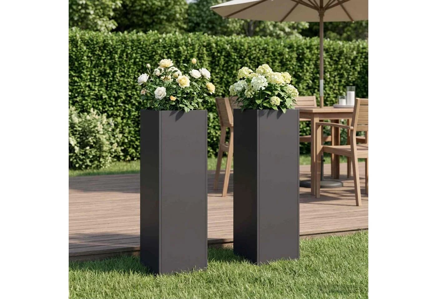 vidaXL Pflanzkübel Schwarz Stahl 20x20x75 cm