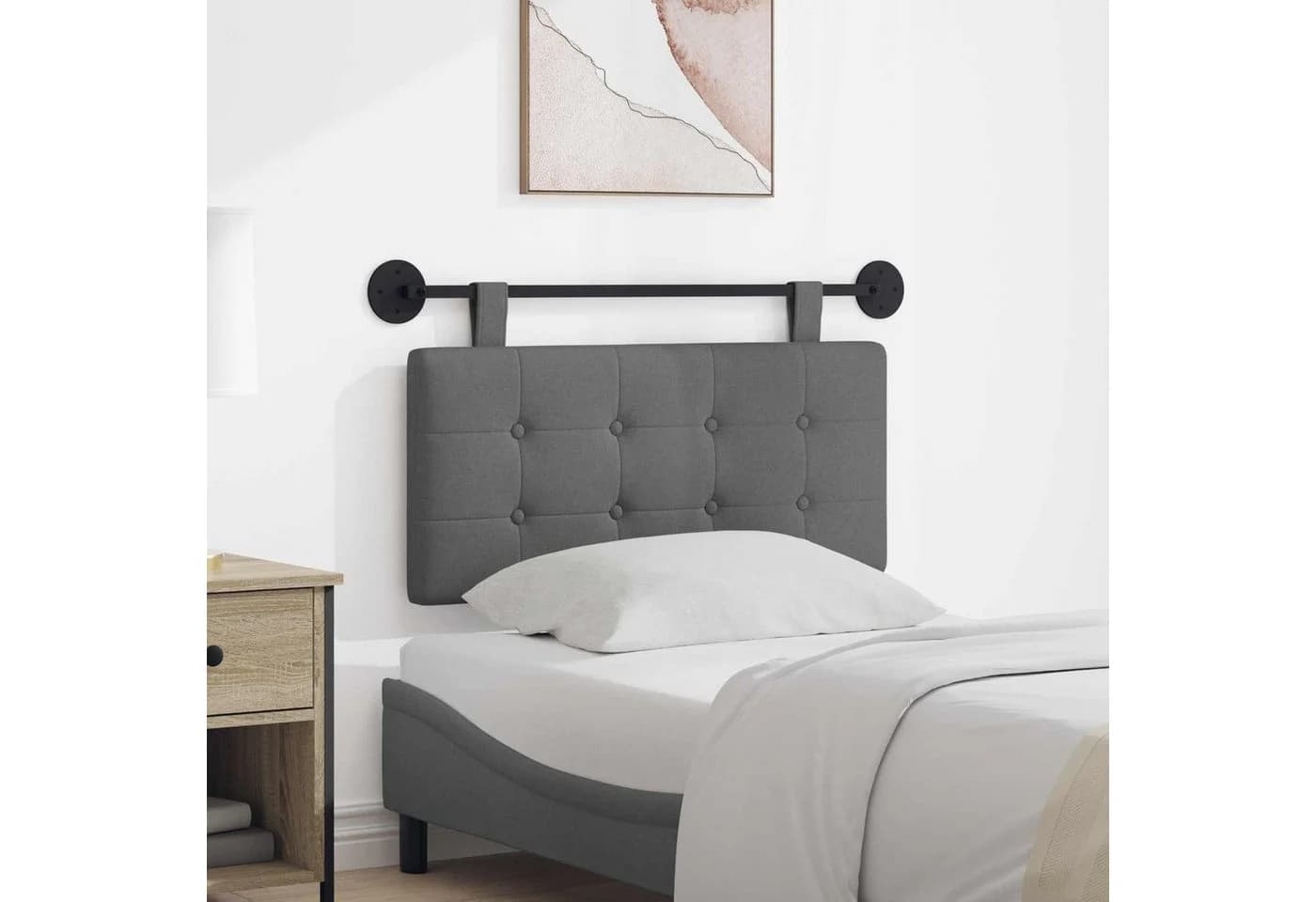 vidaXL Hängendes Kopfteil Stoff Grau 100x55x5 cm
