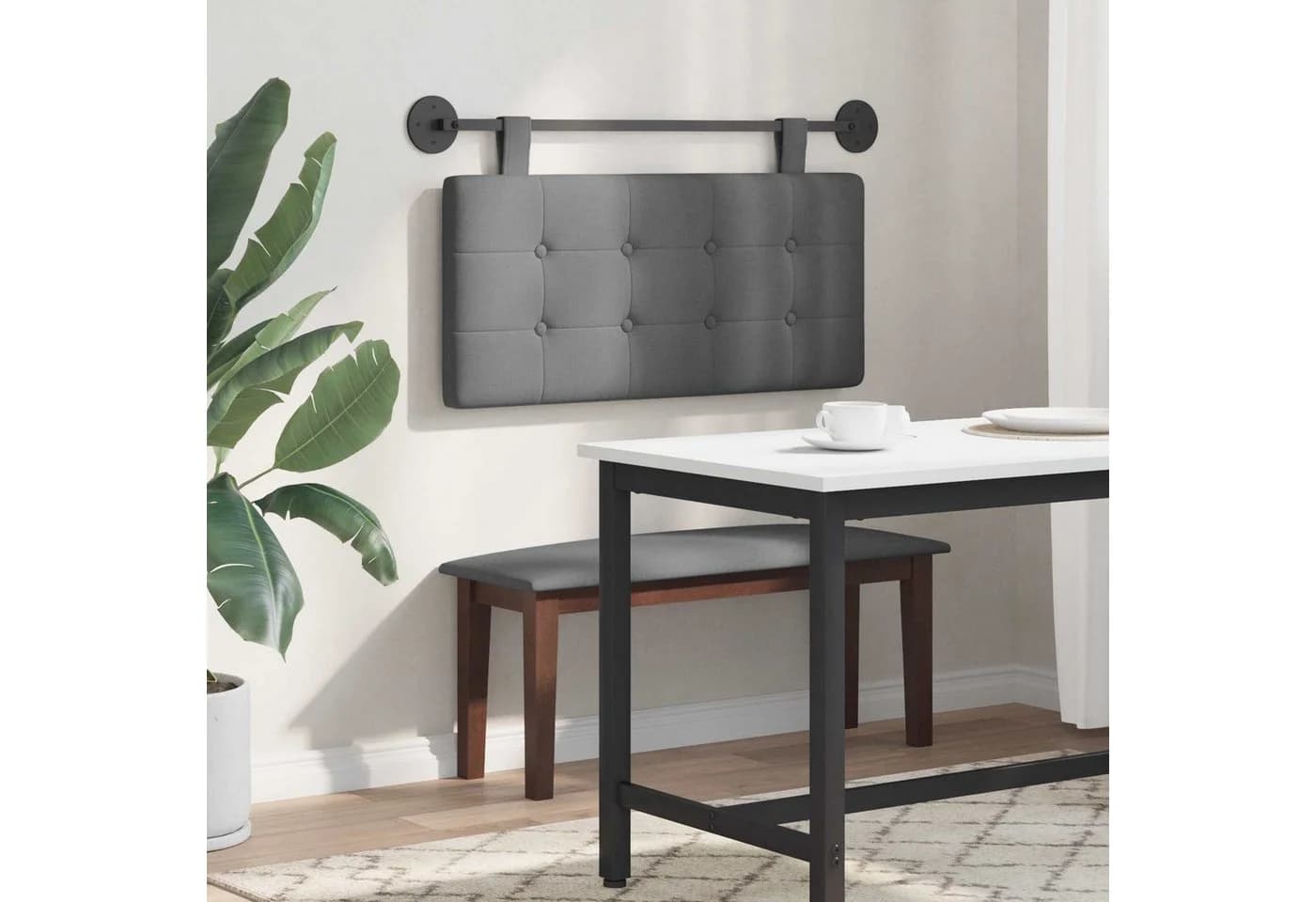 vidaXL Hängendes Kopfteil Stoff Grau 100x55x5 cm - Bild 4