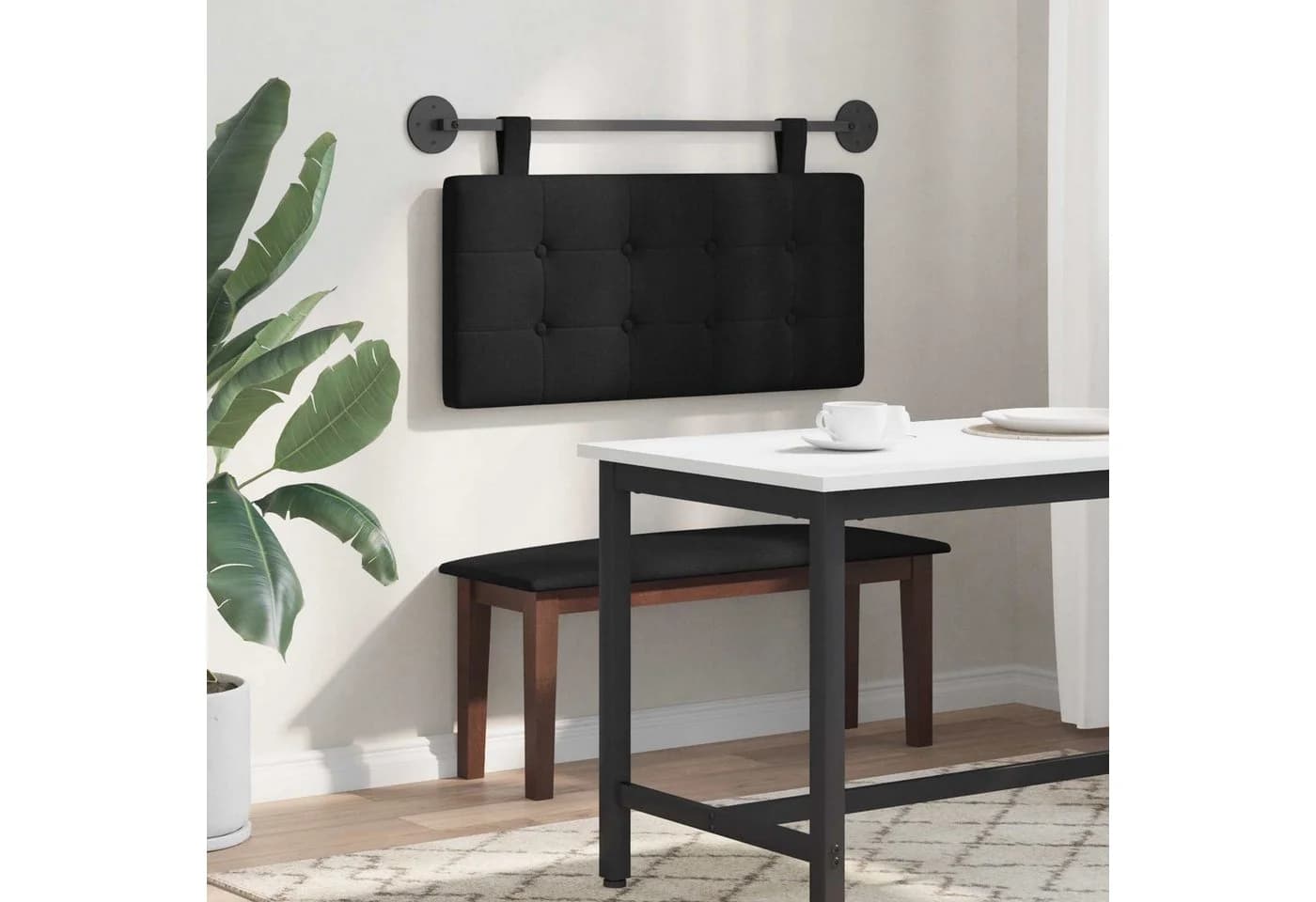 vidaXL Hängendes Kopfteil Stoff Schwarz 100x55x5 cm - Bild 4