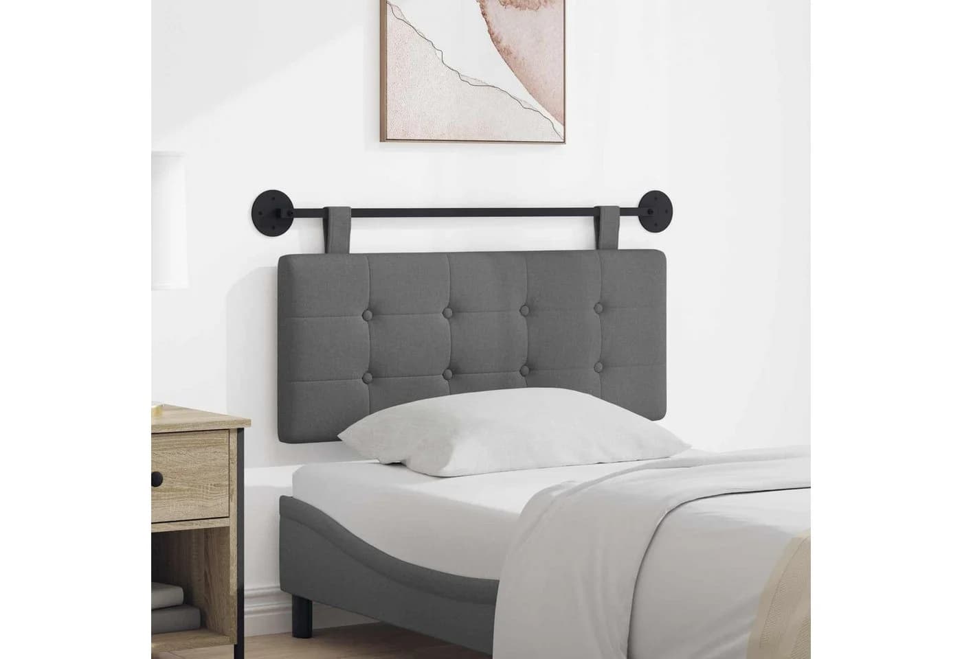 vidaXL Hängendes Kopfteil Grau 110x55 cm Stoff