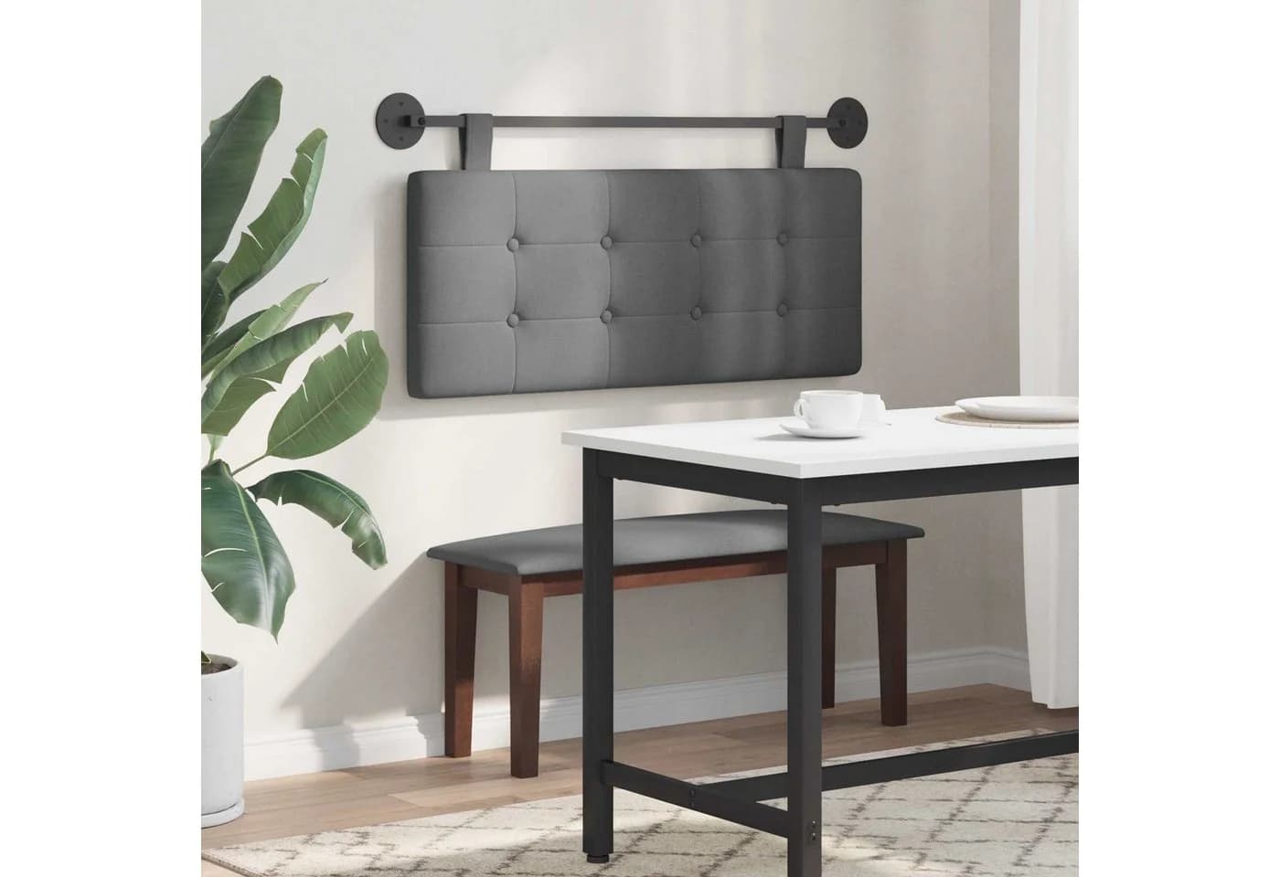vidaXL Hängendes Kopfteil Grau 110x55 cm Stoff - Bild 4