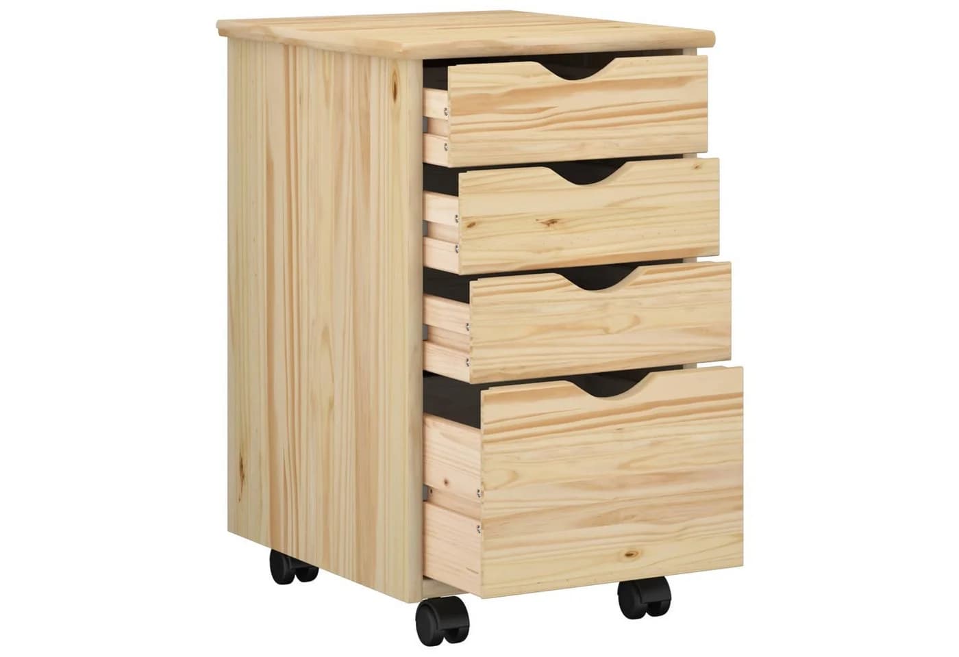 vidaXL Rollcontainer Braun Massives Kiefernholz 4 Schubladen - Bild 3