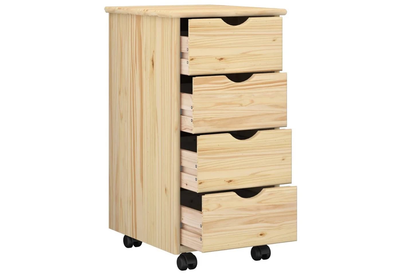 vidaXL Rollschrank 4 Schubladen Massivholz Kiefer Braun - Bild 3