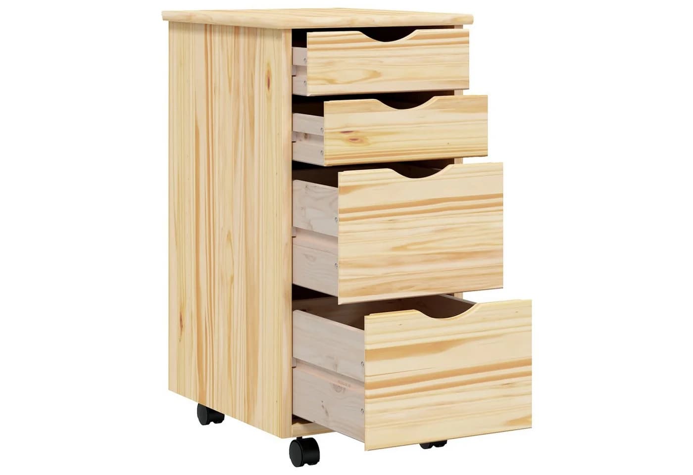 vidaXL Rollwagen mit Klapptisch und 4 Schubladen Massivholz Kiefer - Bild 4