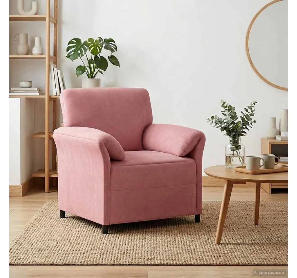 vidaXL 1-Sitzer Sofa Rosa Samt Modern