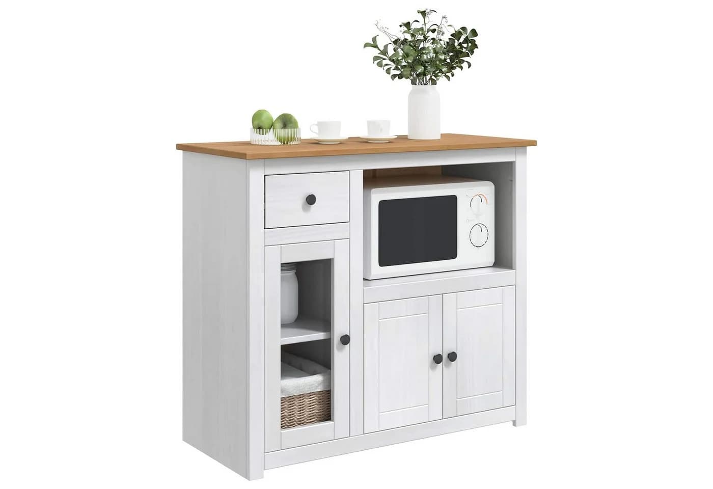 vidaXL Kücheninsel Mikrowellen-Sideboard PANAMA Weiß Honigwachs Massiv-Kiefer - Bild 3