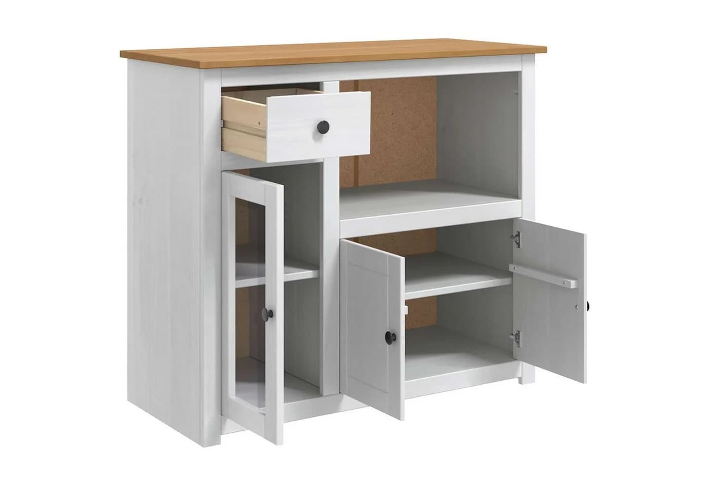 vidaXL Kücheninsel Mikrowellen-Sideboard PANAMA Weiß Honigwachs Massiv-Kiefer - Bild 4