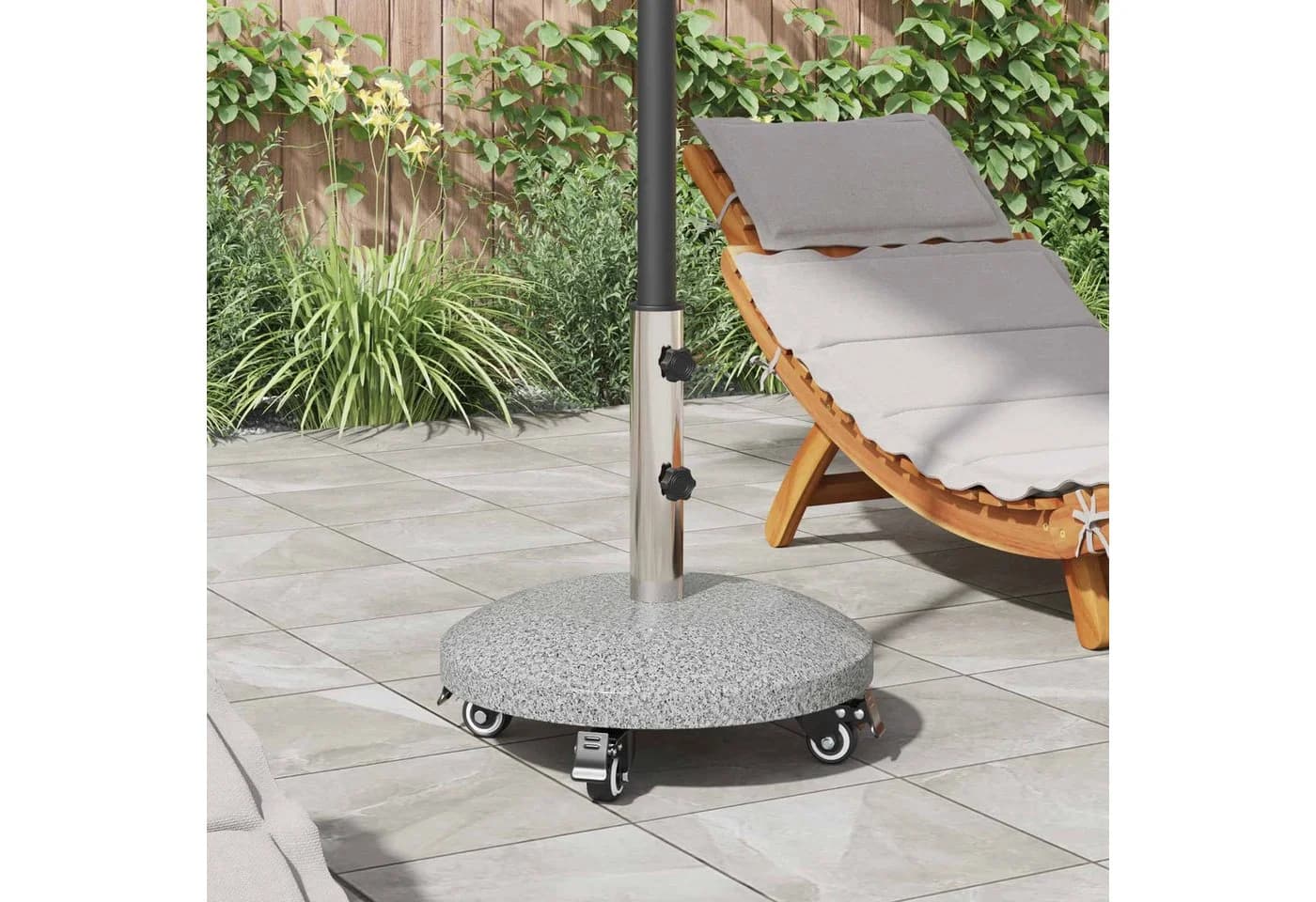 vidaXL Schirmhalter Granit mit Rollen Grau 27,2 kg