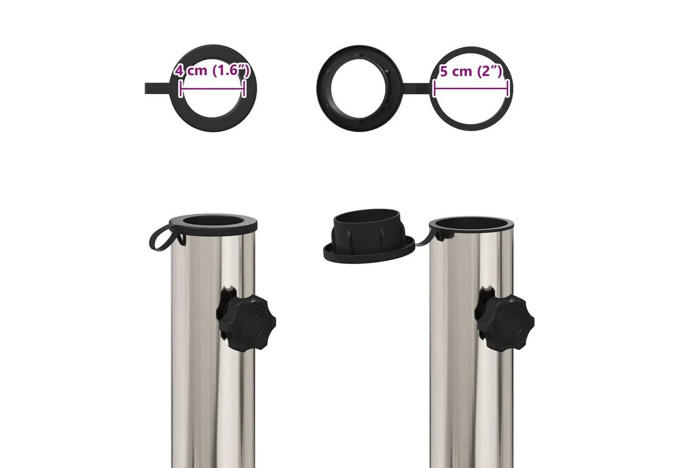 vidaXL Schirmhalter Parasol Fußrohr Edelstahl - Bild 5