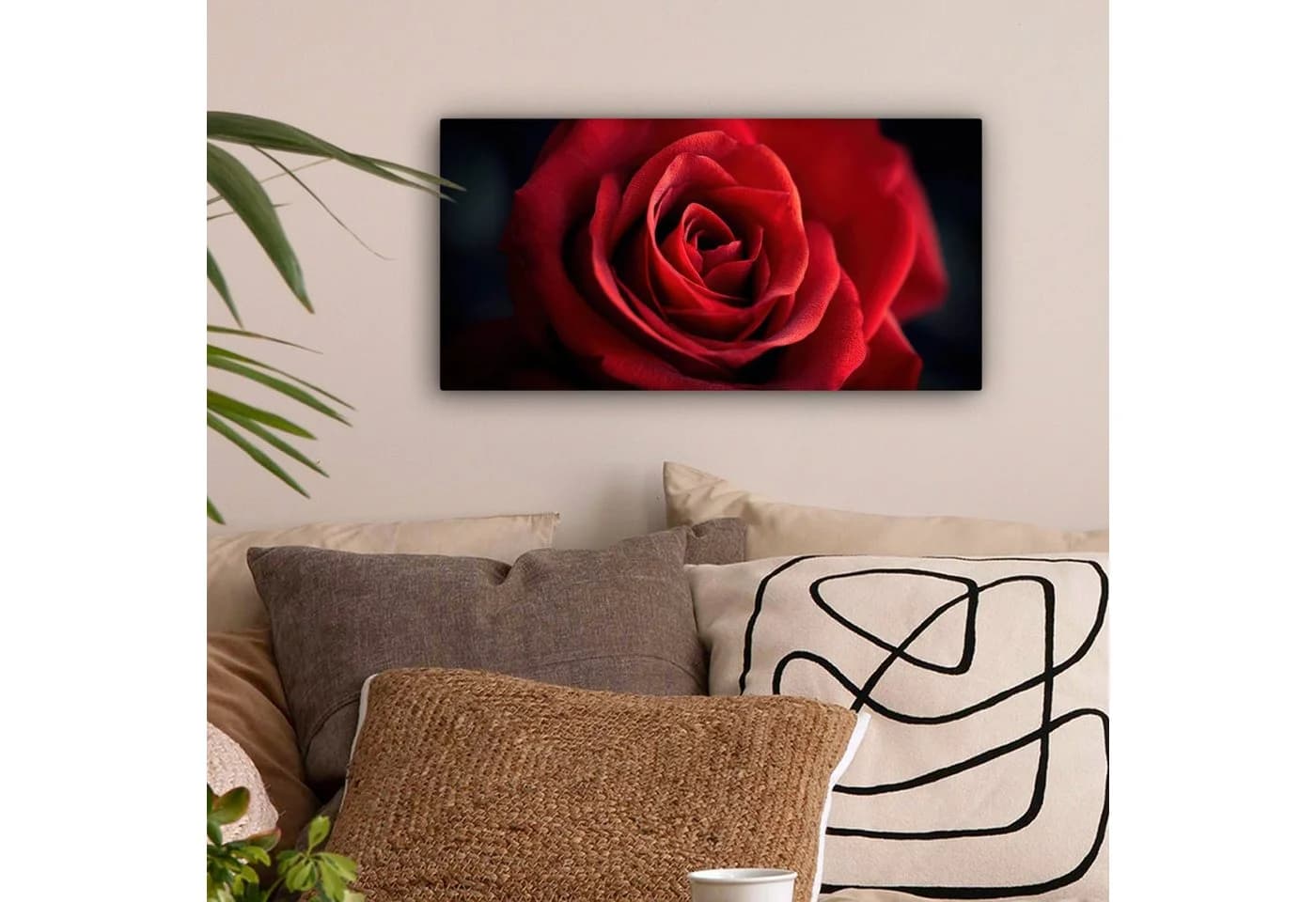 OneMillionCanvasses® Leinwandbild Panorama Rot - Rose - Romantisch, Fotodruck