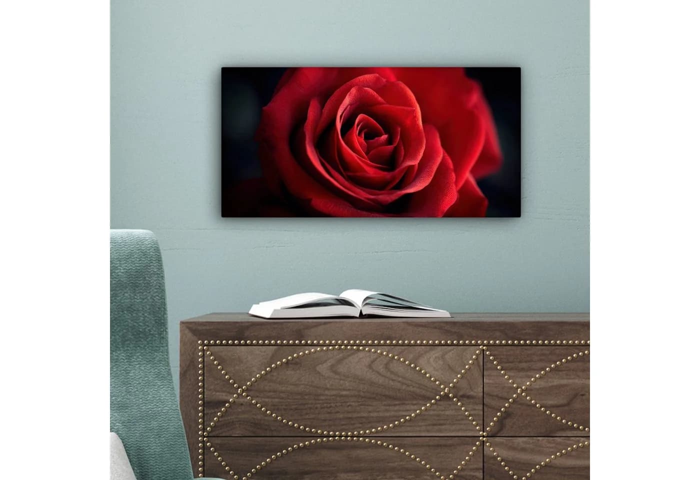 OneMillionCanvasses® Leinwandbild Panorama Rot - Rose - Romantisch, Fotodruck - Bild 5
