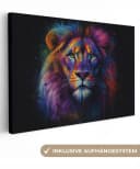 OneMillionCanvasses® Leinwandbild Löwenkopf Bunt Abstrakt Bild 2