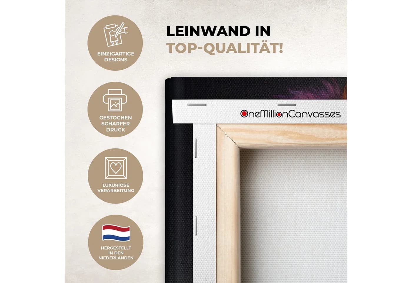 OneMillionCanvasses® Leinwandbild Löwenkopf Bunt Abstrakt - Bild 3