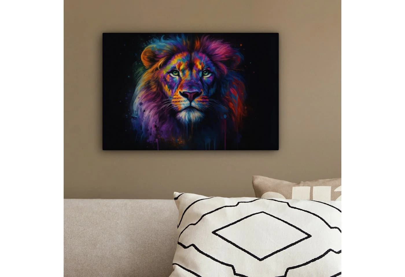 OneMillionCanvasses® Leinwandbild Löwenkopf Bunt Abstrakt - Bild 4