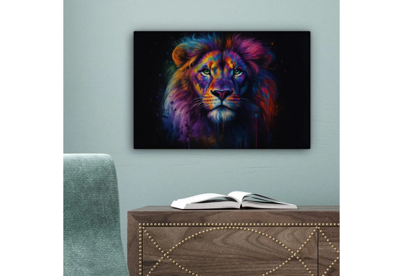 OneMillionCanvasses® Leinwandbild Löwenkopf Bunt Abstrakt - Bild 5