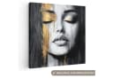 OneMillionCanvasses® Leinwandbild Frau Abstrakt Schwarz-Weiß Gold Bild 2