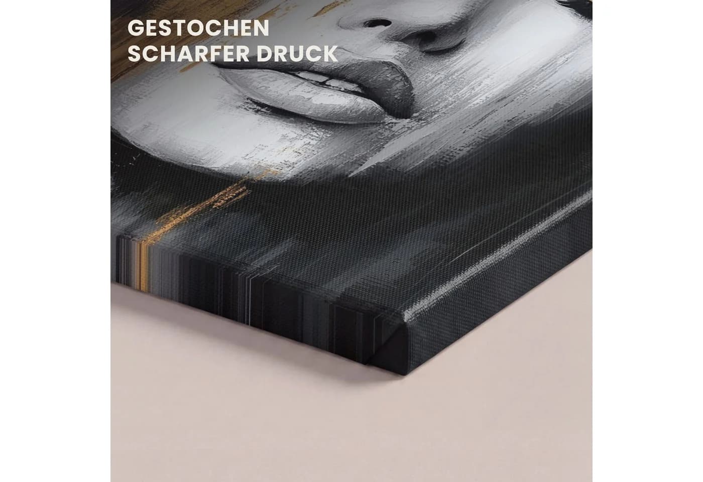 OneMillionCanvasses® Leinwandbild Frau Abstrakt Schwarz-Weiß Gold - Bild 3